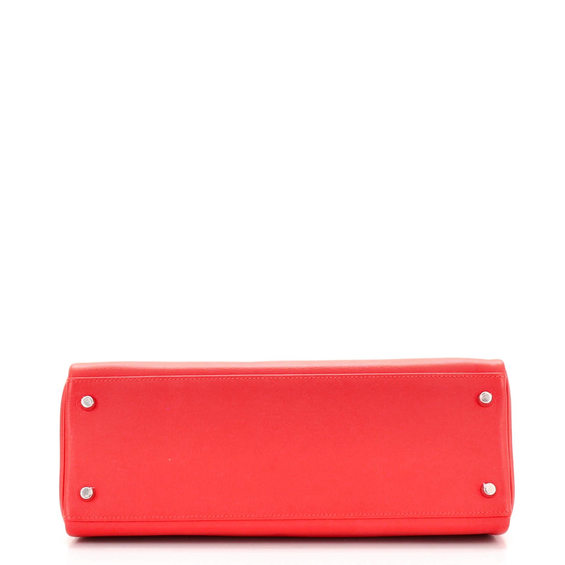 Hermes Kelly Handbag Rouge Tomate Evercolor with Palladium Hardware 32 1