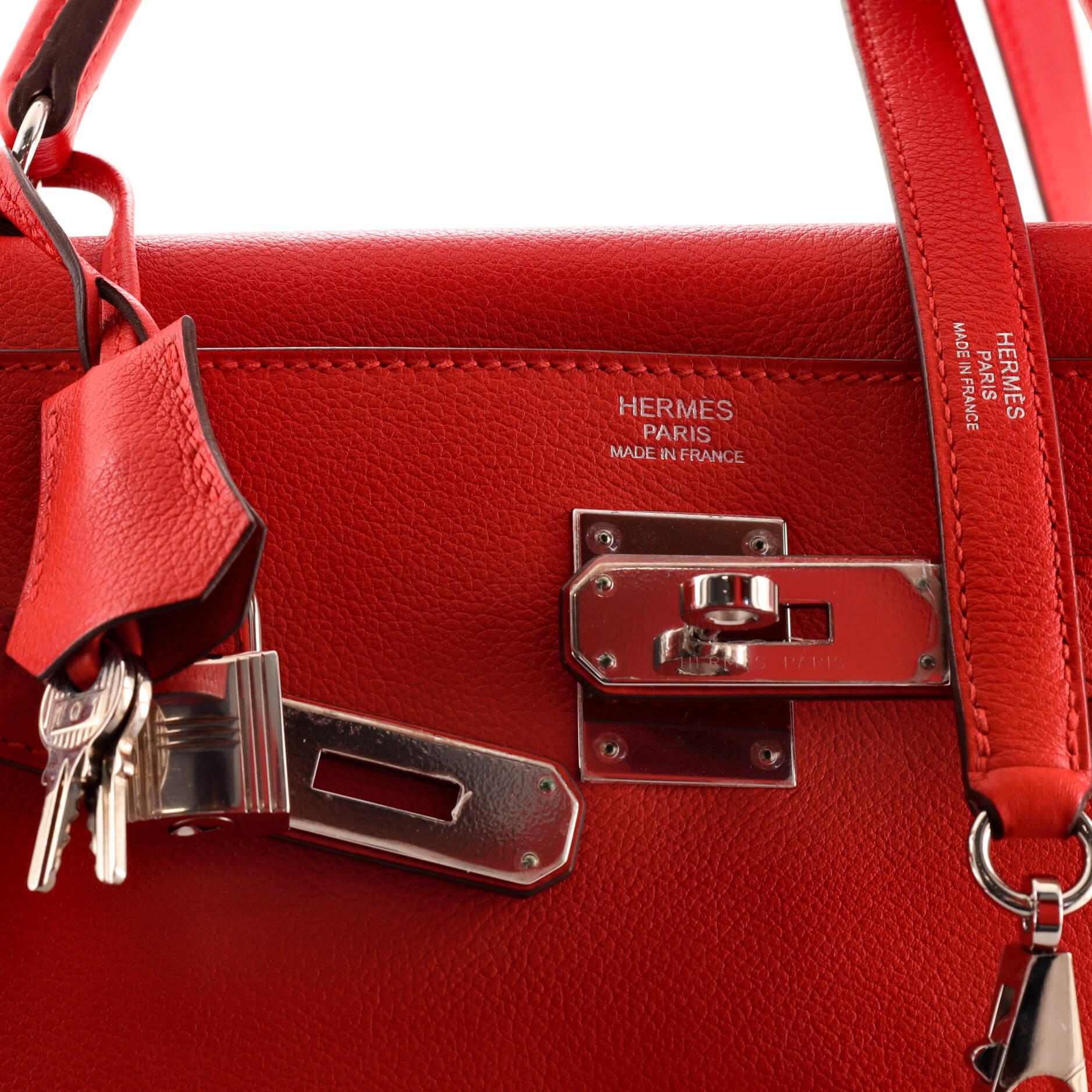 Hermes Kelly Handbag Rouge Tomate Evercolor with Palladium Hardware 32 3