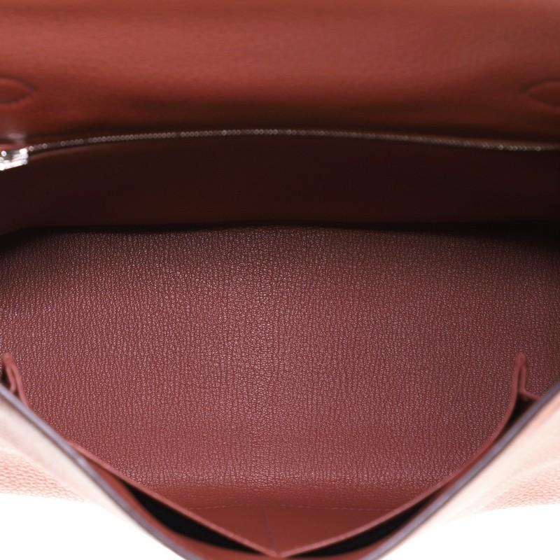 Brown Hermes  Kelly Handbag Rouge Venetian Clemence with Palladium Hardware 28
