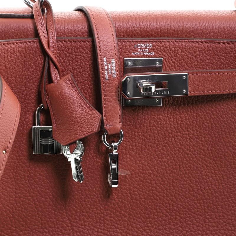 Hermes  Kelly Handbag Rouge Venetian Clemence with Palladium Hardware 28 In Good Condition In NY, NY