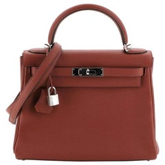 Hermes  Kelly Handbag Rouge Venetian Clemence with Palladium Hardware 28