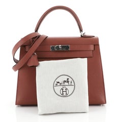 Hermes Kelly Handbag Rouge Venetian Epsom with Palladium Hardware 28