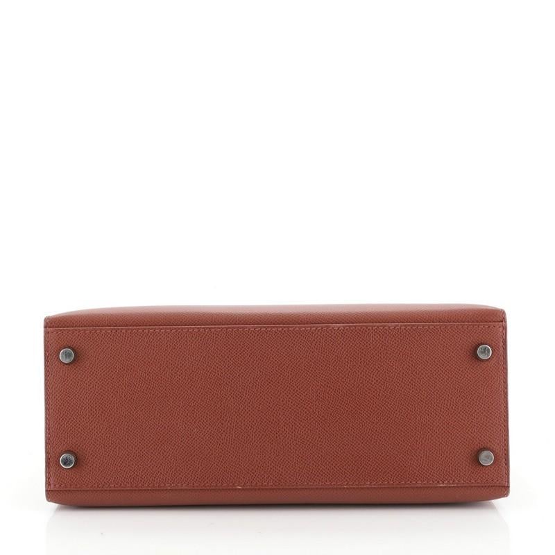 Brown Hermes Kelly Handbag Rouge Venetian Epsom with Palladium Hardware 28