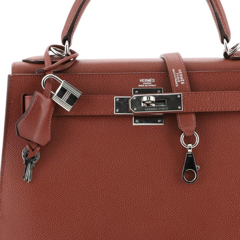 Hermes Kelly Handbag Rouge Venetian Epsom with Palladium Hardware 28 In Good Condition In NY, NY