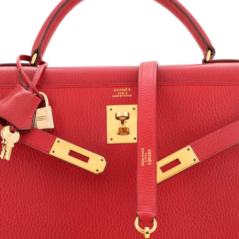 Hermes Kelly Handbag Red Ardennes with Gold Hardware 32 Red 19813137