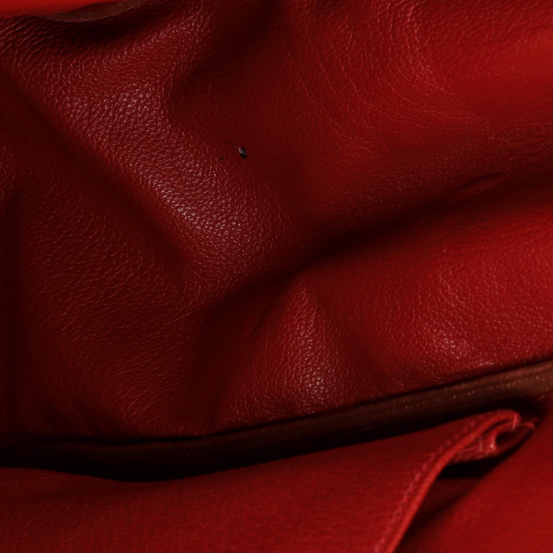 Hermes Kelly Handbag Rouge Vif Clemence with Gold Hardware 35 For Sale 9