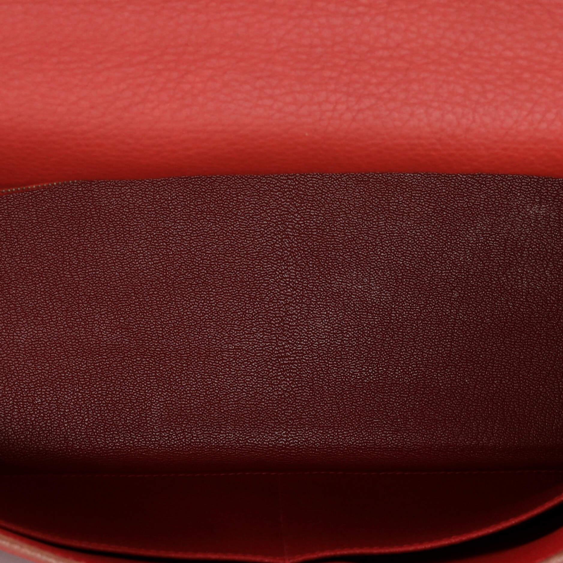 Hermes Kelly Handbag Rouge Vif Clemence with Gold Hardware 35 For Sale 1