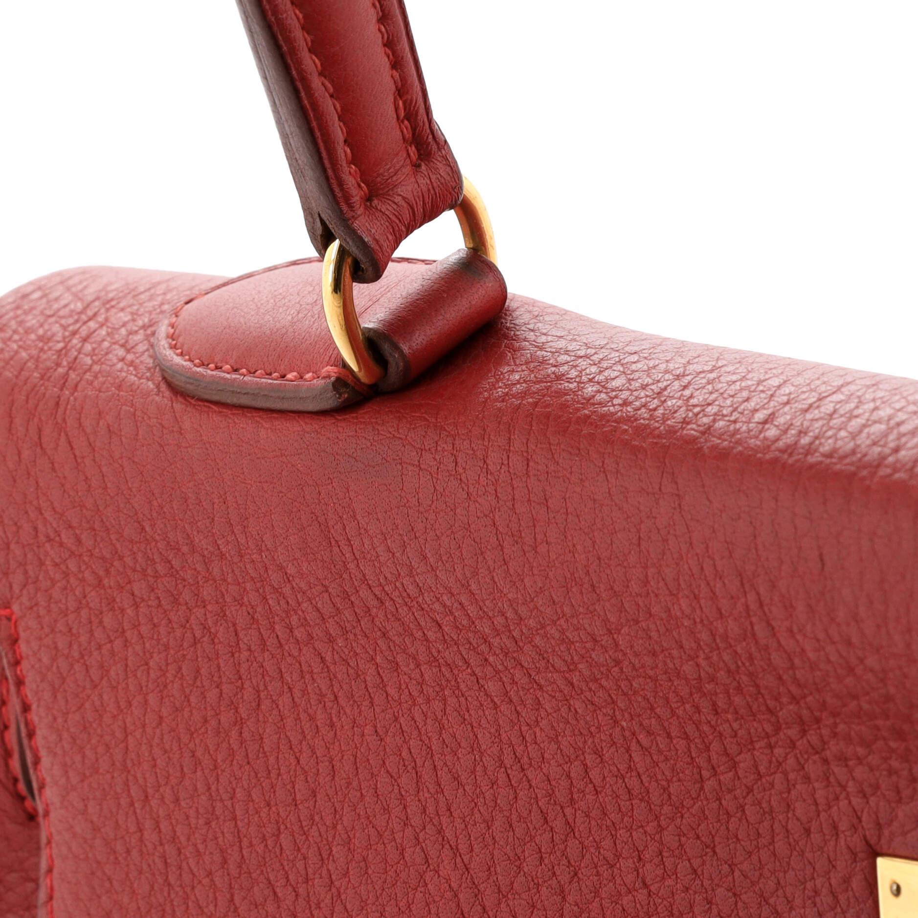 Hermes Kelly Handbag Rouge Vif Clemence with Gold Hardware 35 For Sale 5