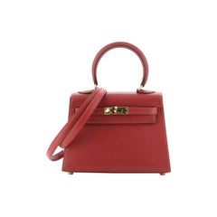 Hermes Kelly Handbag Rouge Vif Courchevel With Gold Hardware 20 