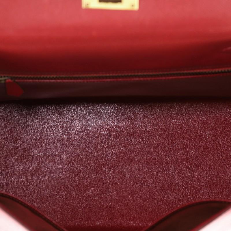 Hermes Kelly Handbag Rouge Vif Courchevel with Gold Hardware 28 5