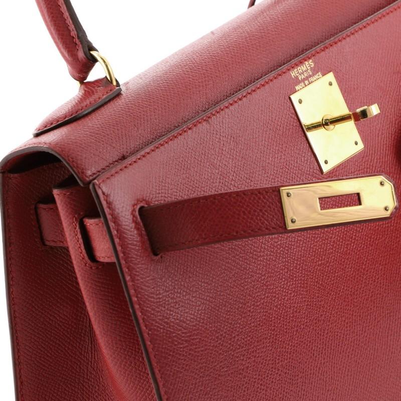 Hermes Kelly Handbag Rouge Vif Courchevel with Gold Hardware 28 3