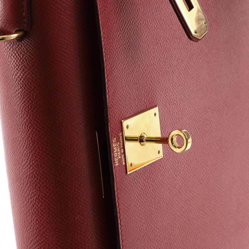 Hermes Kelly Handbag Rouge Vif Courchevel with Gold Hardware 28 4