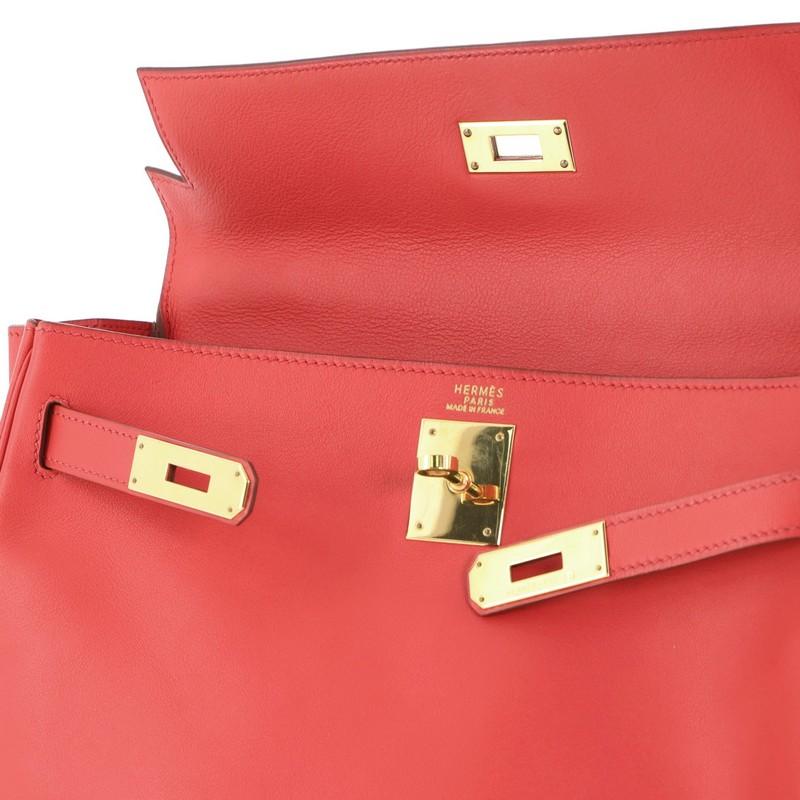 Hermes Kelly Handbag Rouge Vif Gulliver with Gold Hardware 32 5