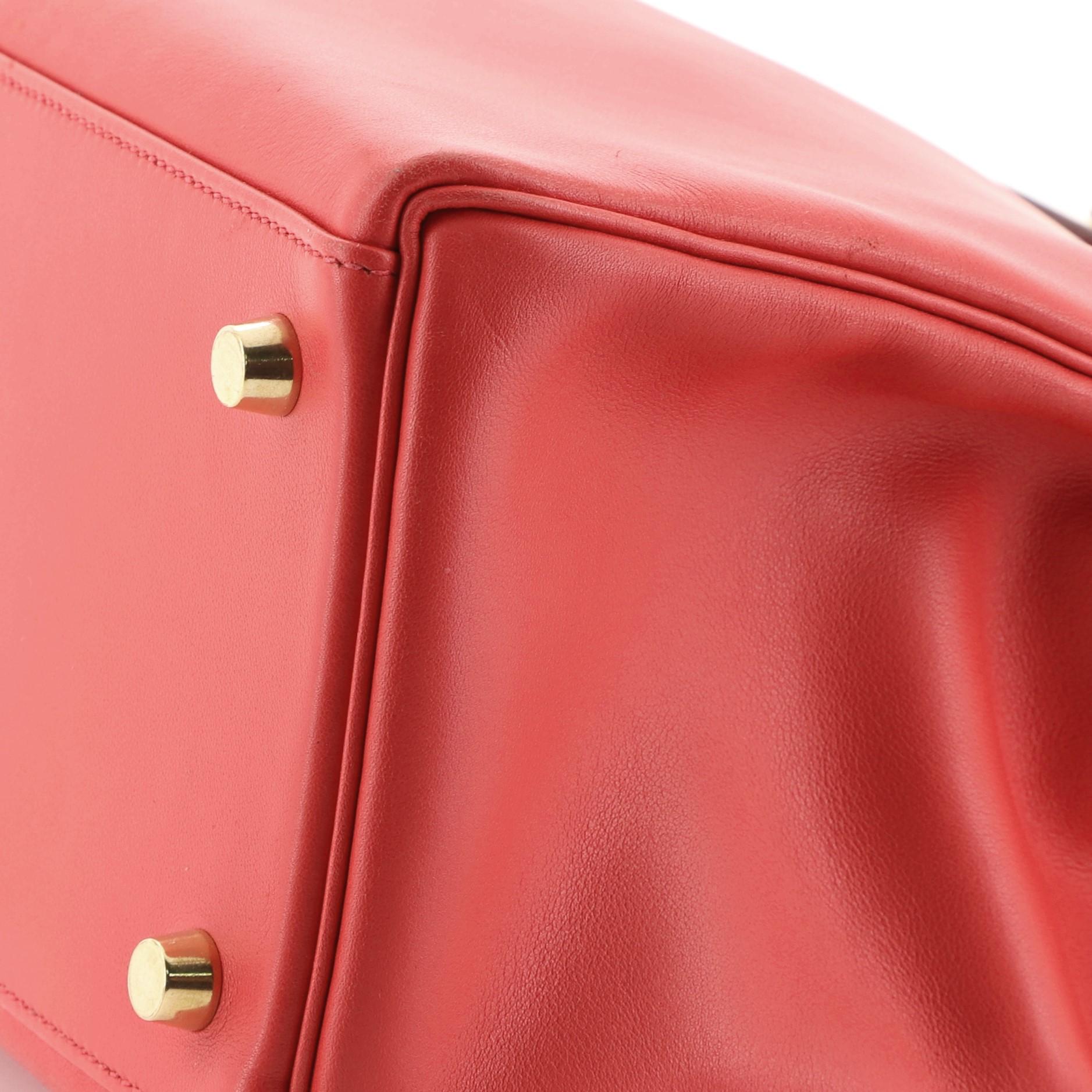 Women's Hermes Kelly Handbag Rouge Vif Gulliver with Gold Hardware 35