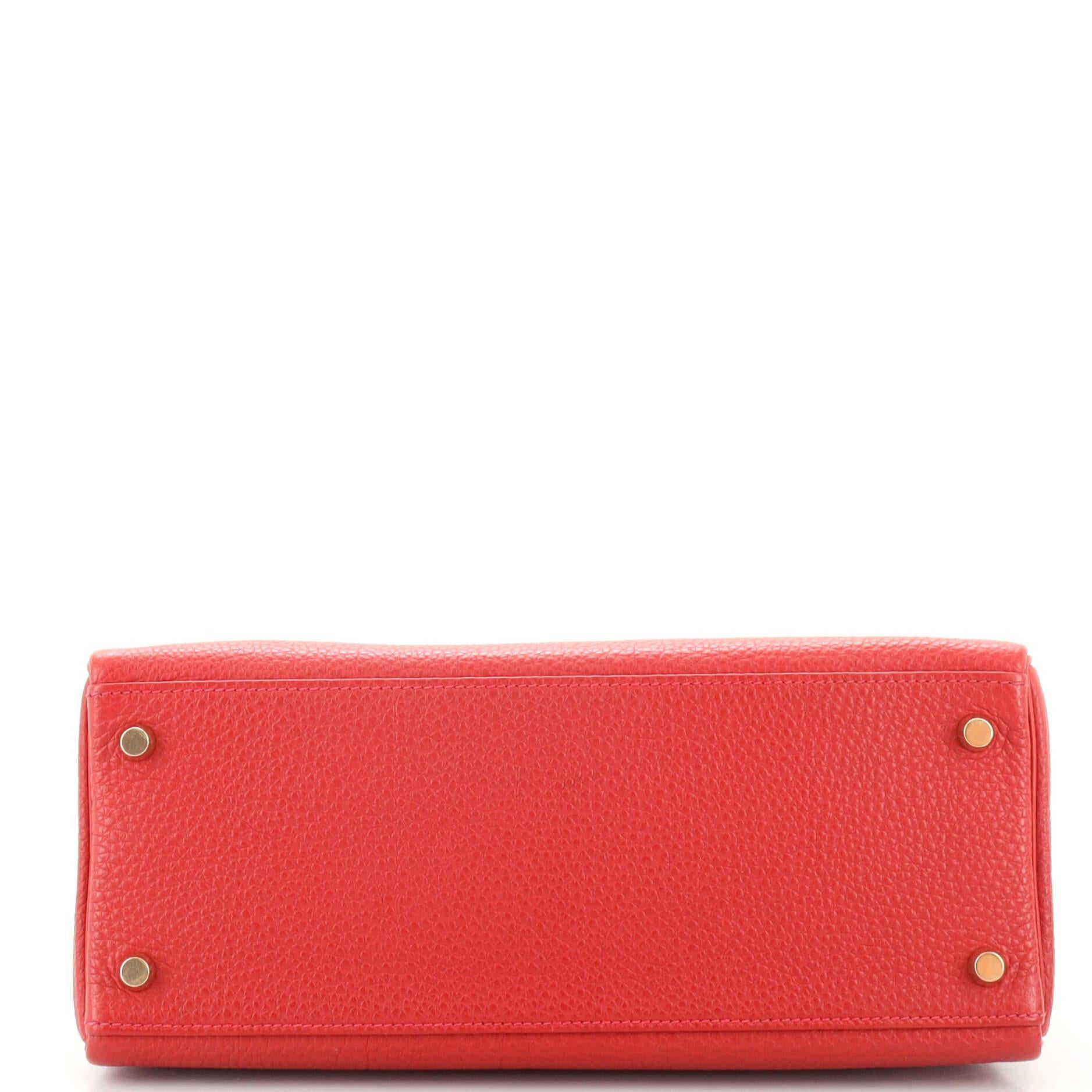 Hermes Kelly Handbag Rouge Vif Togo with Gold Hardware 28 1