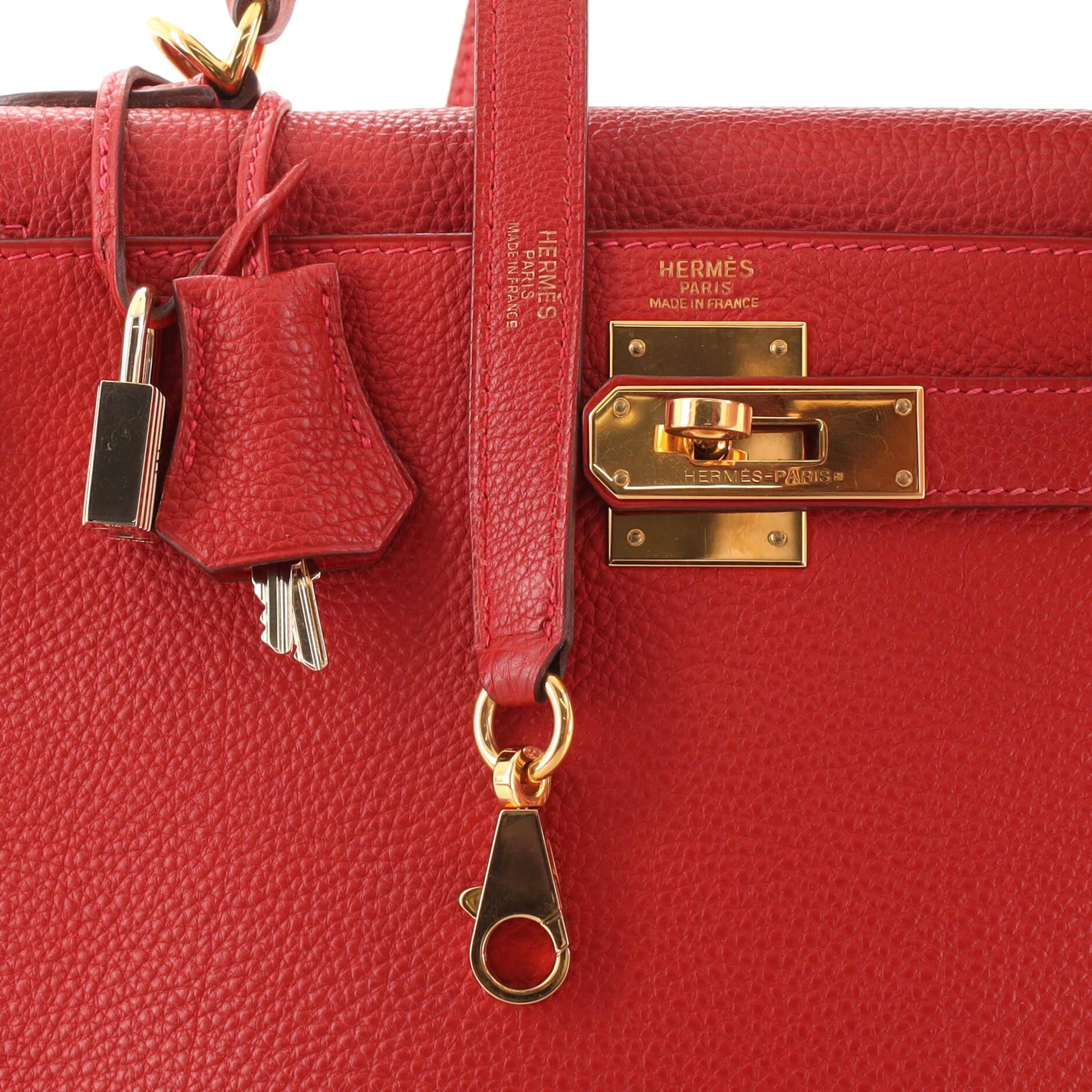 Hermes Kelly Handbag Rouge Vif Togo with Gold Hardware 28 3