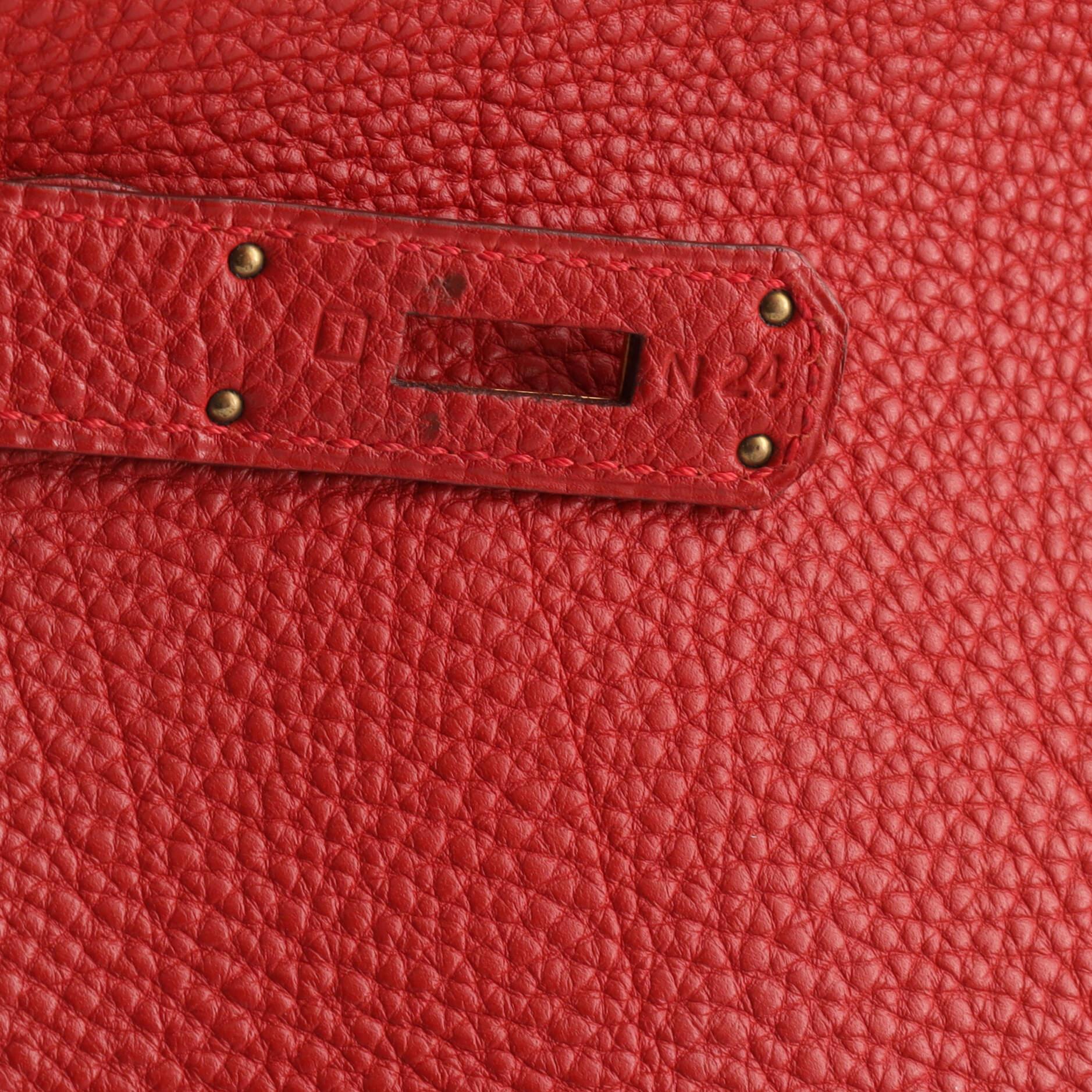Hermes Kelly Handbag Rouge Vif Togo with Gold Hardware 28 4
