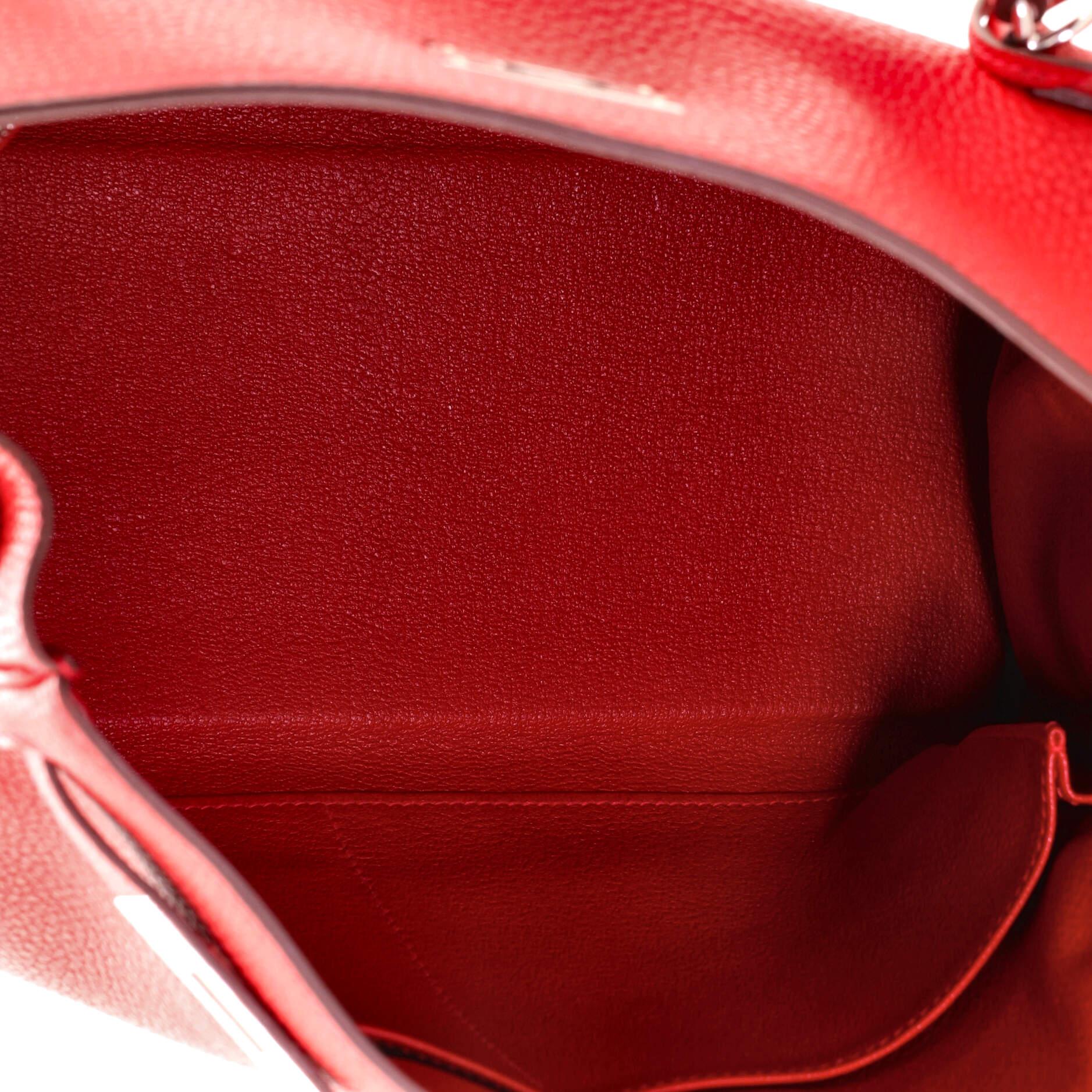Hermes Kelly Handbag Rouge Vif Togo with Palladium Hardware 32 5
