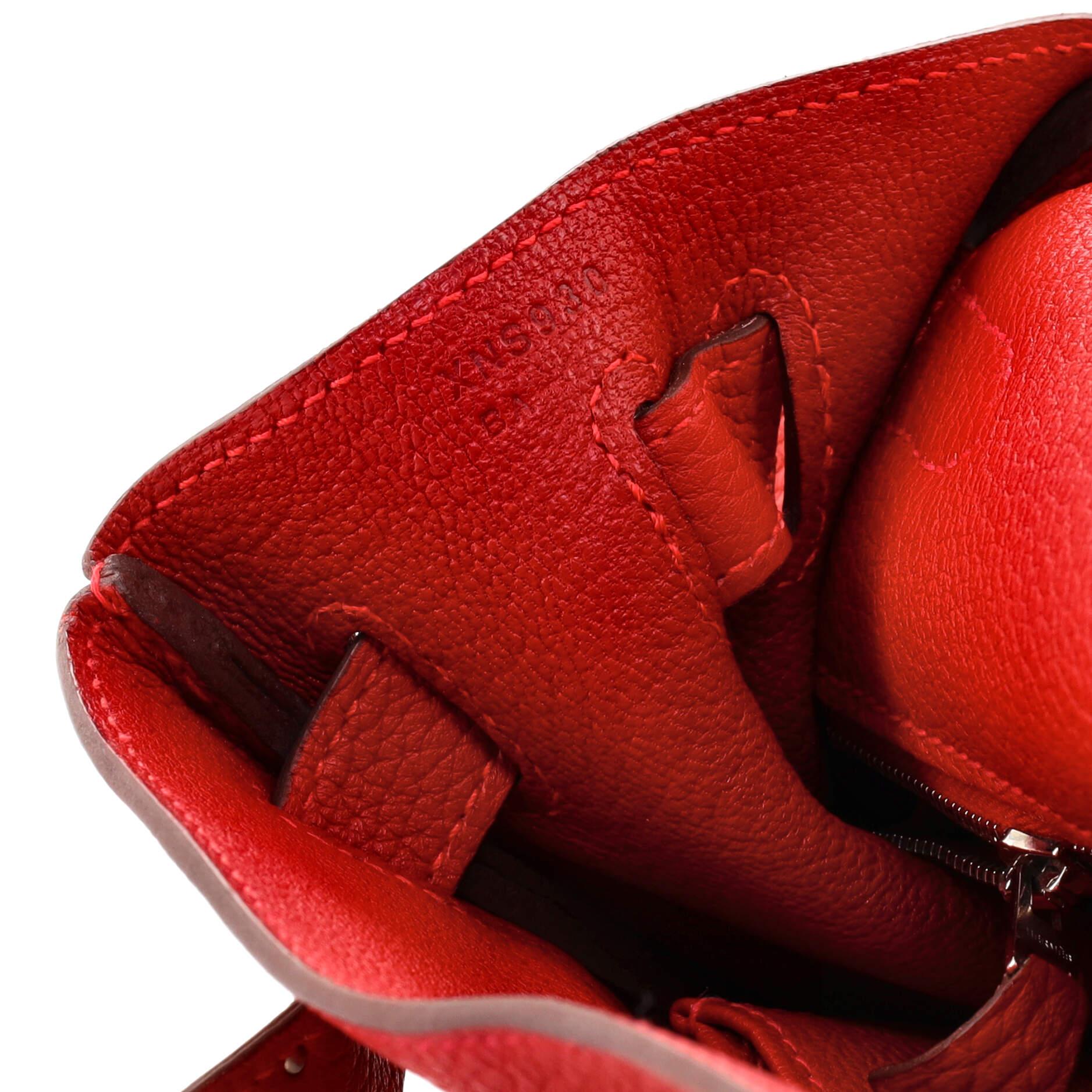 Hermes Kelly Handbag Rouge Vif Togo with Palladium Hardware 32 4