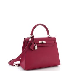 Hermes Kelly Handbag Rubis Epsom with Palladium Hardware 25