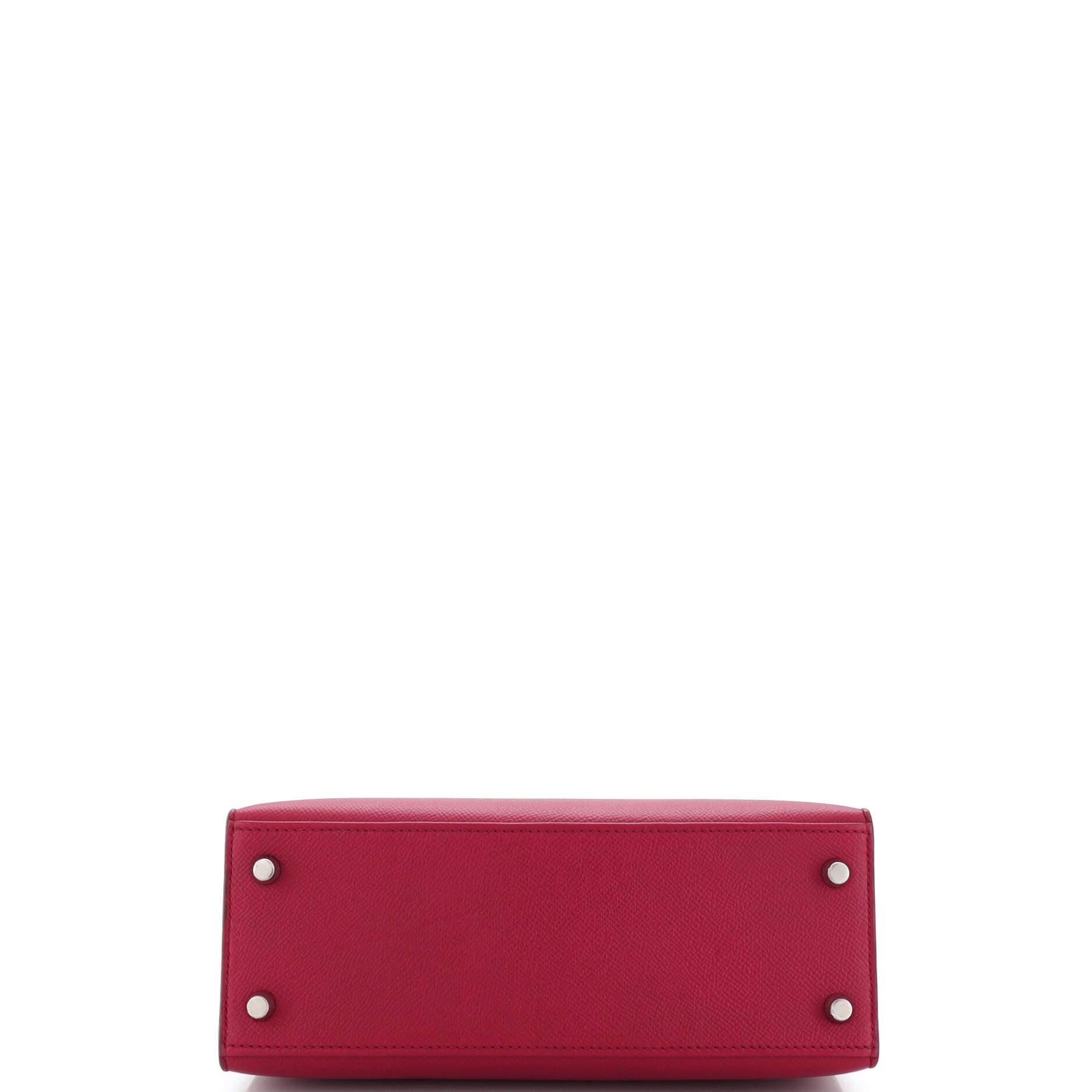 Women's or Men's Hermes Kelly Handbag Rubis Epsom with Palladium Hardware 25