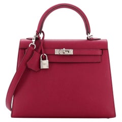 Hermes Kelly Handbag Rubis Epsom with Palladium Hardware 25