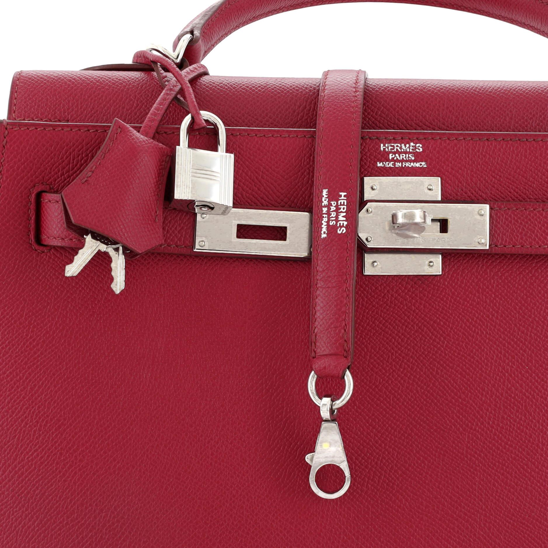 Hermes Kelly Handbag Rubis Epsom with Palladium Hardware 32 2