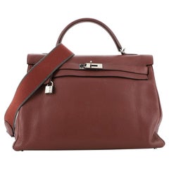 Hermès Kelly Handtasche Sienne Clemence mit Palladiumbeschlägen 40