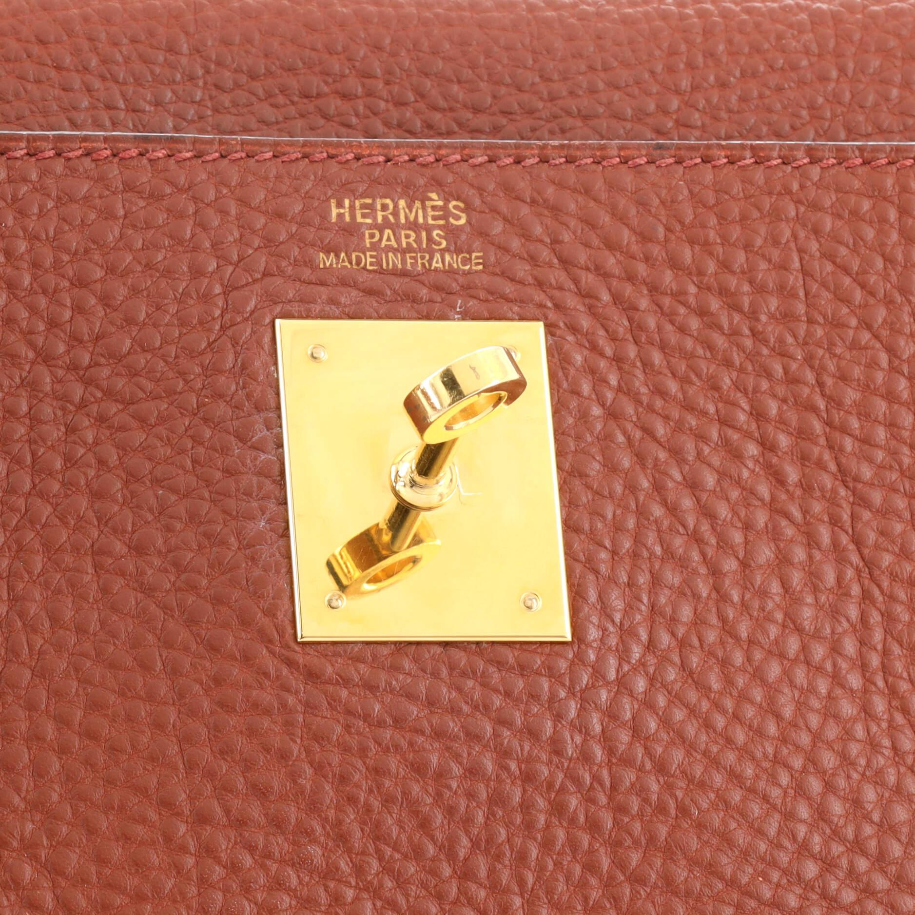 Hermes Kelly Handbag Sienne Togo with Gold Hardware 32 3