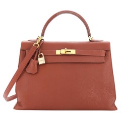 Hermes Kelly Handbag Sienne Togo with Gold Hardware 32