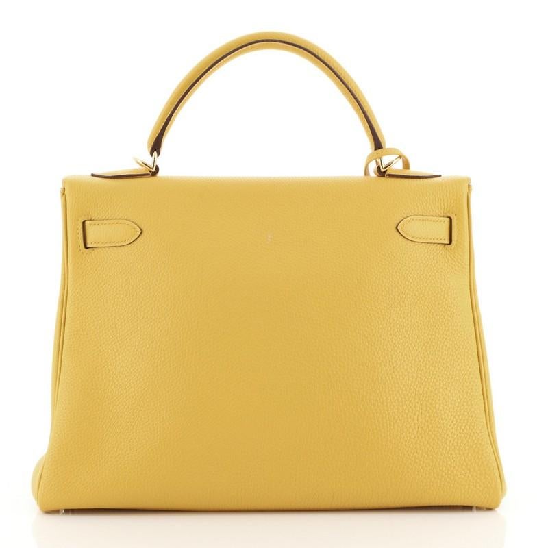 Hermes Kelly Handtasche Soleil Clemence mit Gold Hardware 32 im Zustand „Gut“ in NY, NY