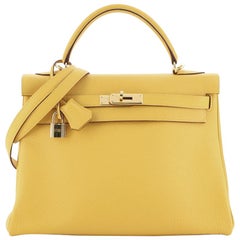 Hermes Kelly Handtasche Soleil Clemence mit Gold Hardware 32