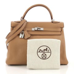 Hermes Kelly Handbag Tabac Togo with Palladium Hardware 32
