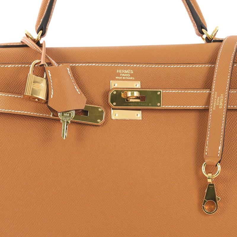 Hermes Kelly Handbag Toffee Epsom with Gold Hardware 32 In Good Condition In NY, NY