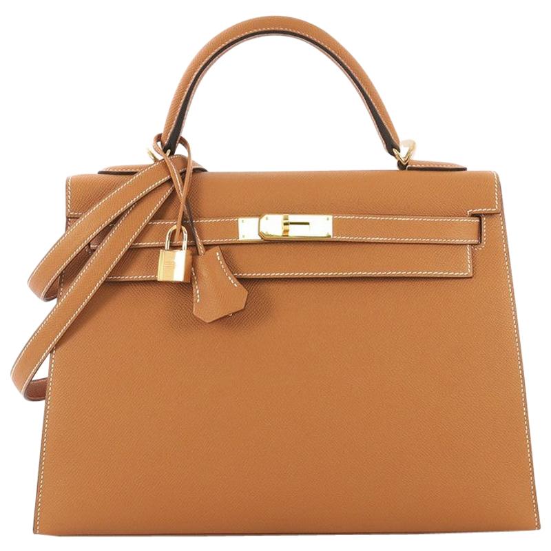 Hermes Kelly Handbag Toffee Epsom with Gold Hardware 32