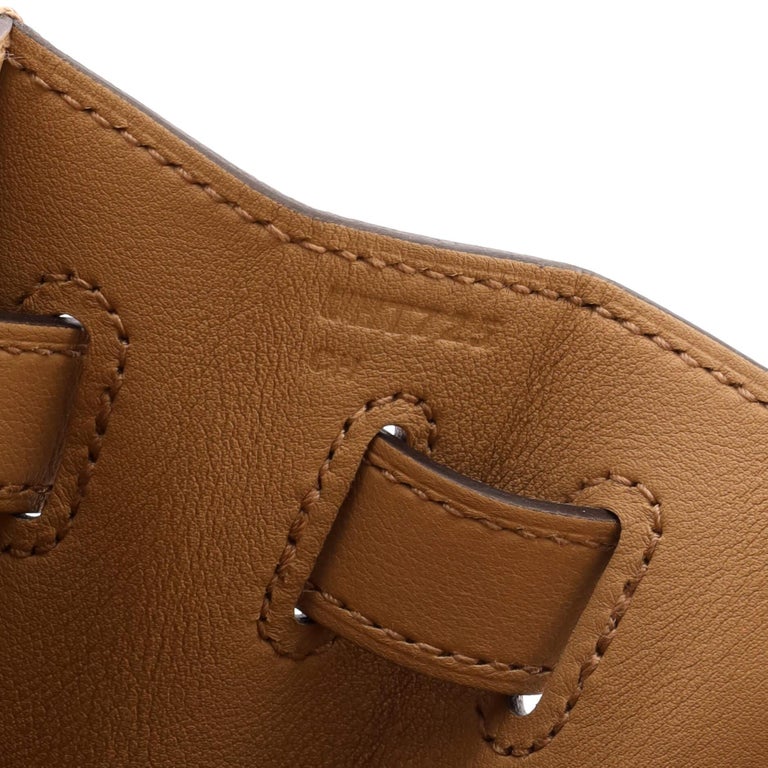Hermes Kelly Handbag Toile And Brown Swift With Palladium Hardware 28