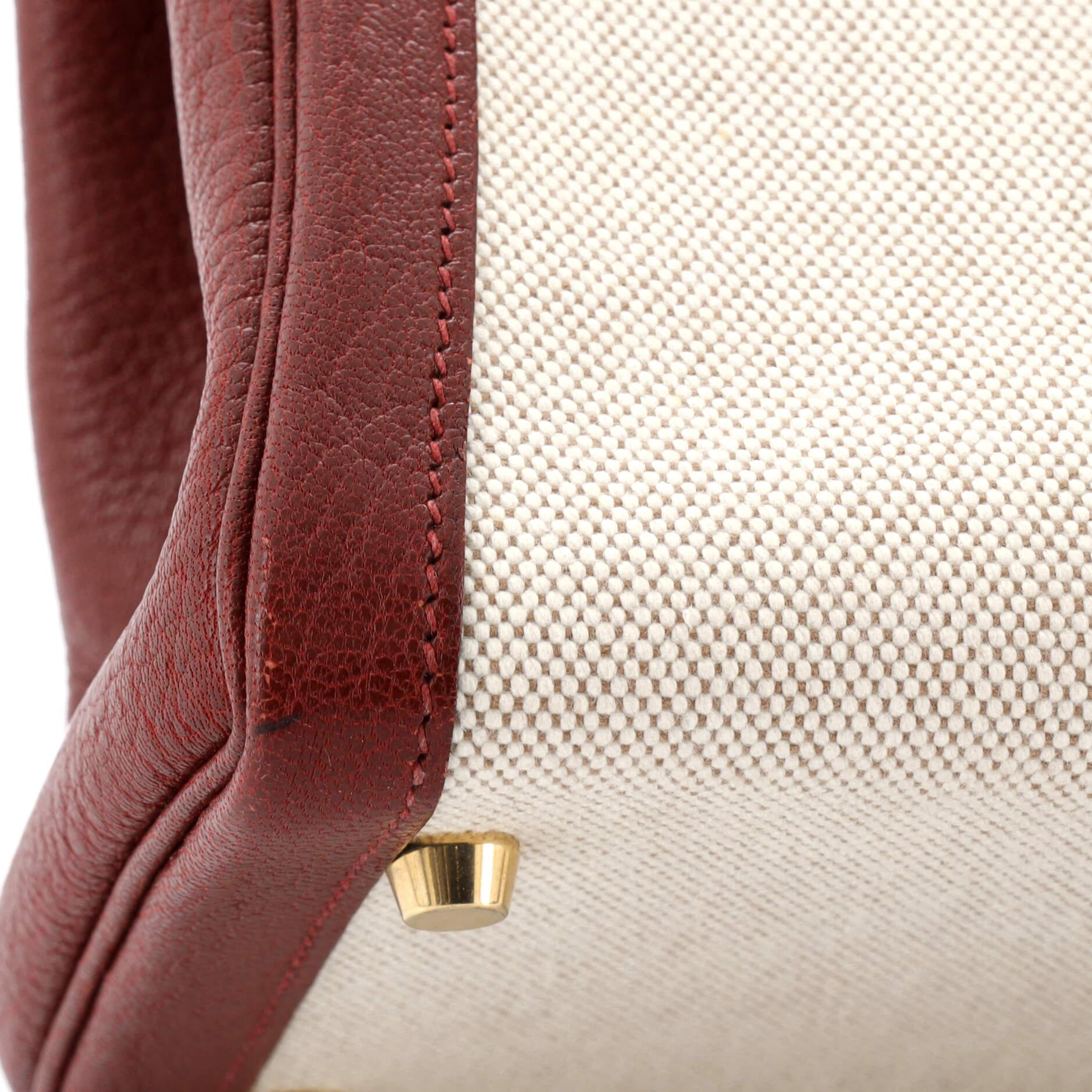 Hermes Kelly Handbag Toile and Rouge H Chevre de Coromandel with Gold Hardware35 For Sale 4