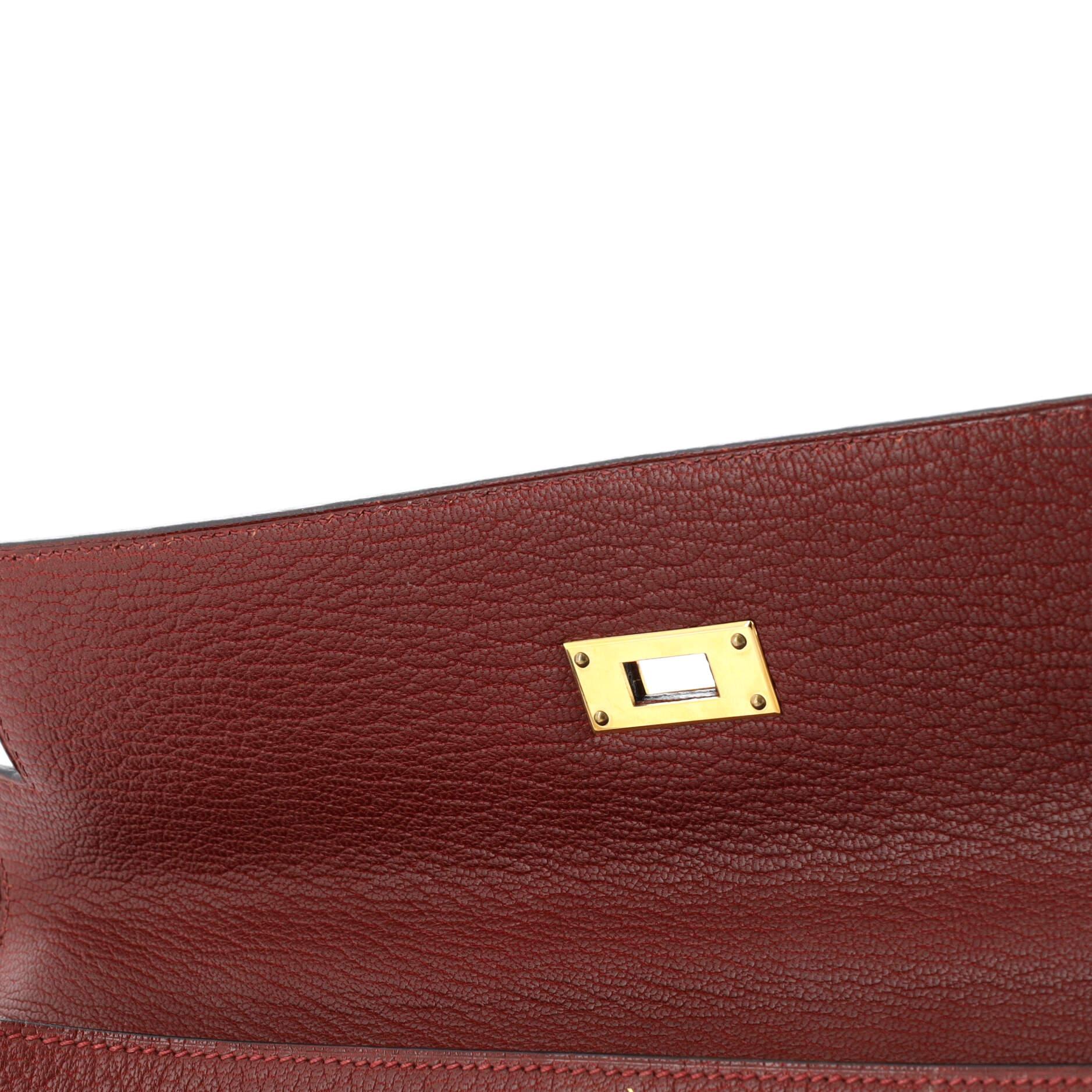 Hermes Kelly Handbag Toile and Rouge H Chevre de Coromandel with Gold Hardware35 For Sale 6