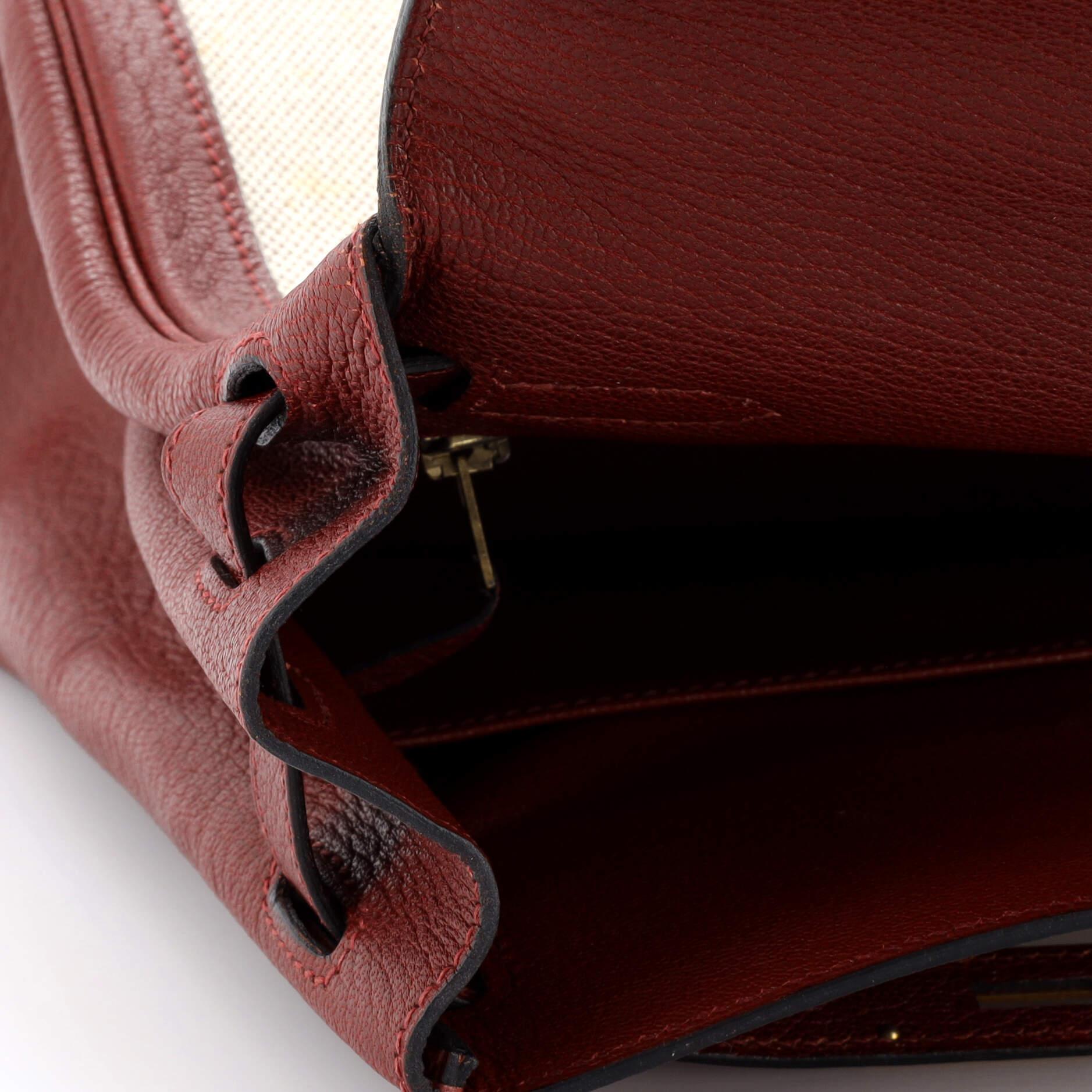 Hermes Kelly Handbag Toile and Rouge H Chevre de Coromandel with Gold Hardware35 For Sale 7
