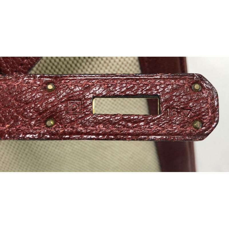 Hermes Kelly Handbag Toile & Rouge H Chevre de Coromandel with Gold Hardware 35 7