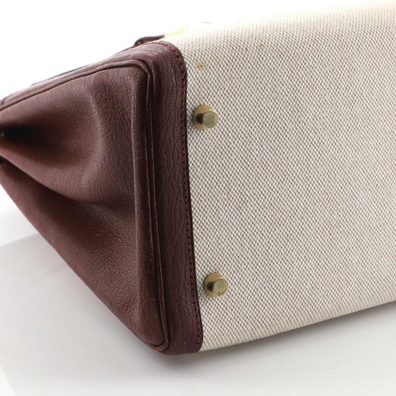 Hermes Kelly Handbag Toile & Rouge H Chevre de Coromandel with Gold Hardware 35 2