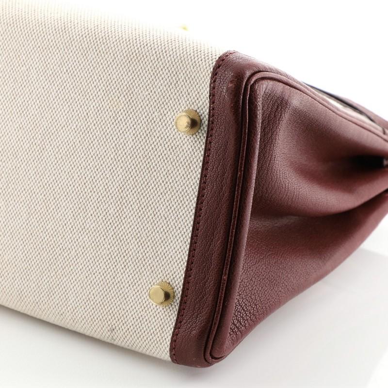 Hermes Kelly Handbag Toile & Rouge H Chevre de Coromandel with Gold Hardware 35 3