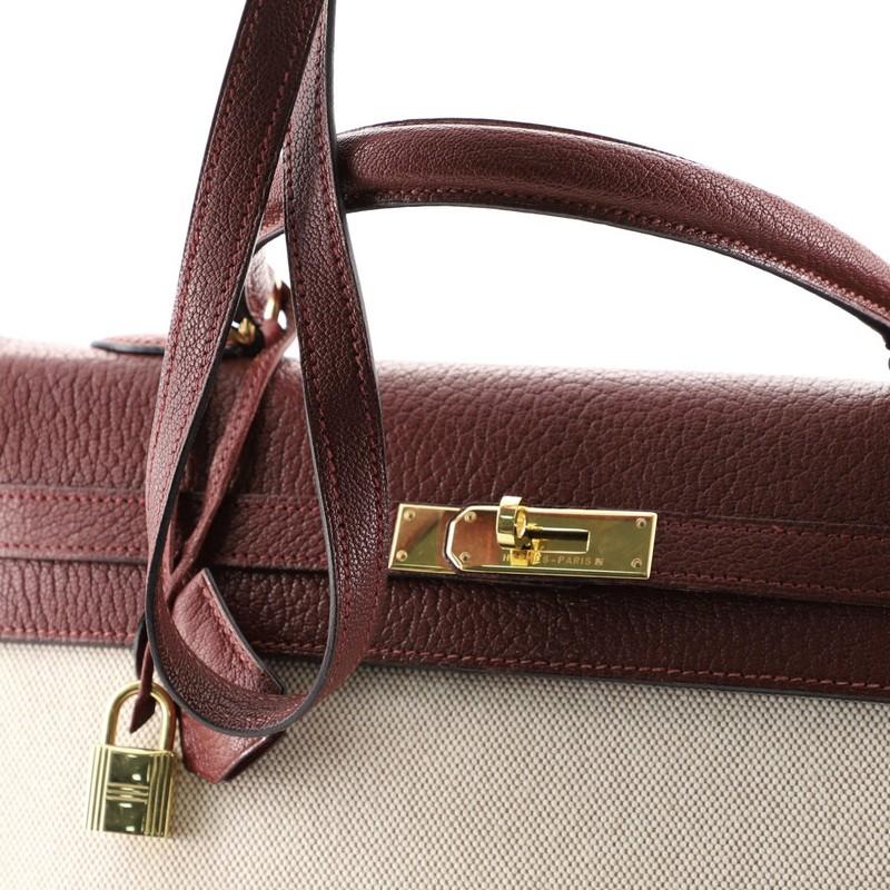 Hermes Kelly Handbag Toile & Rouge H Chevre de Coromandel with Gold Hardware 35 4