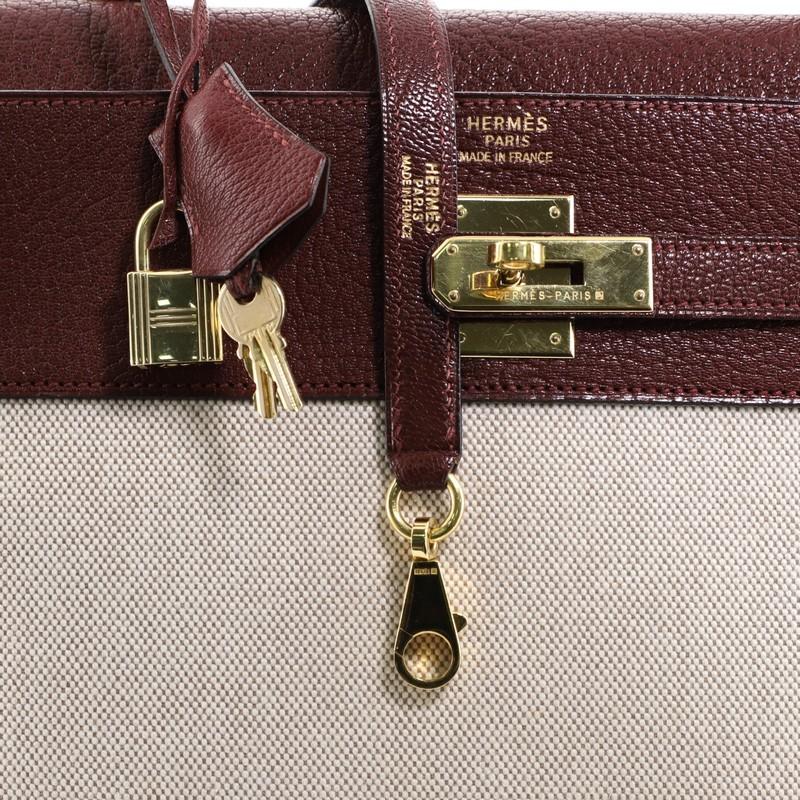 Hermes Kelly Handbag Toile & Rouge H Chevre de Coromandel with Gold Hardware 35 5