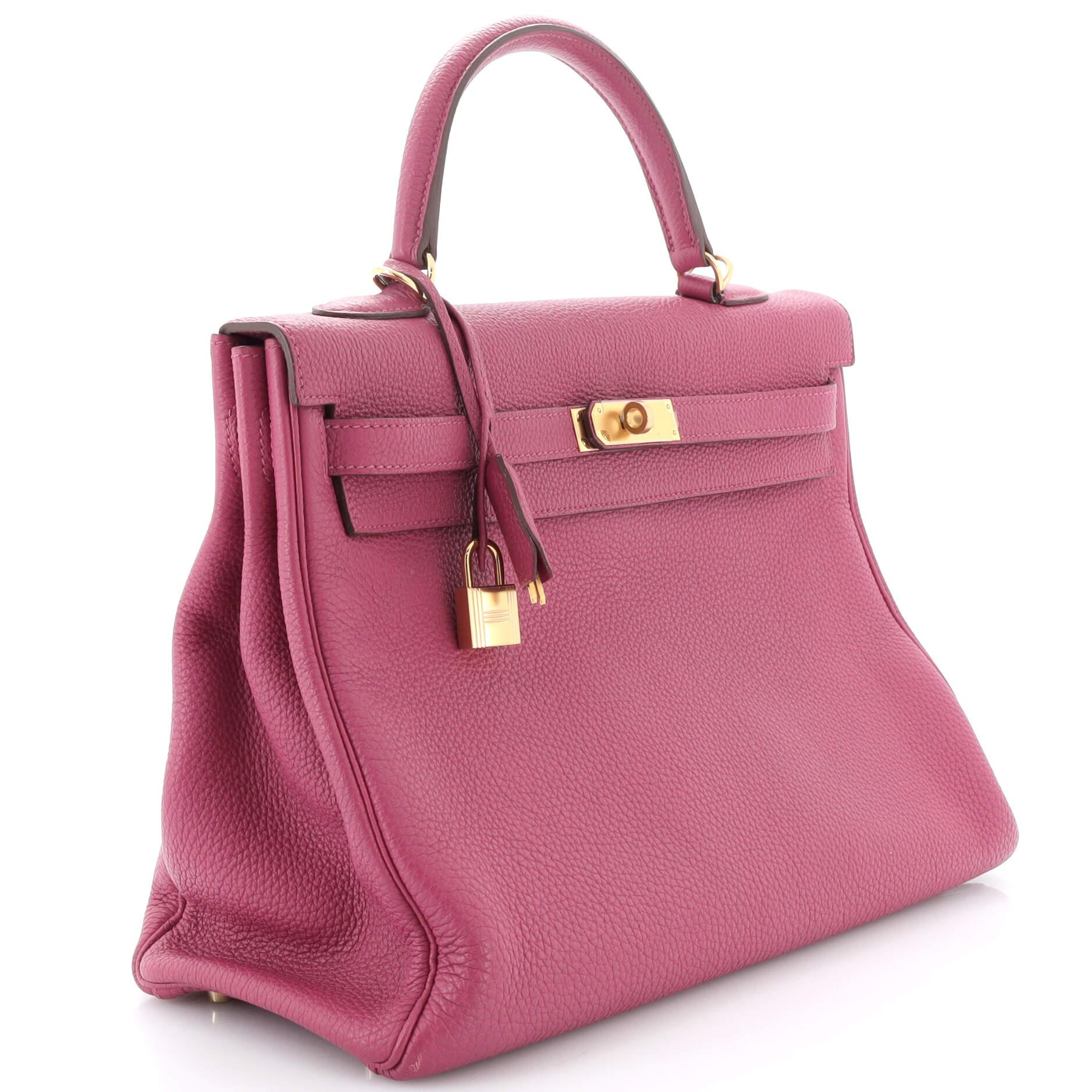 Hermes Kelly Handbag Tosca Togo With Gold Hardware 35 For Sale 7