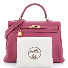 Hermes Kelly Handbag Tosca Togo With Gold Hardware 35