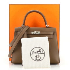 Hermes Kelly Handbag Toundra Madame with Palladium Hardware 25