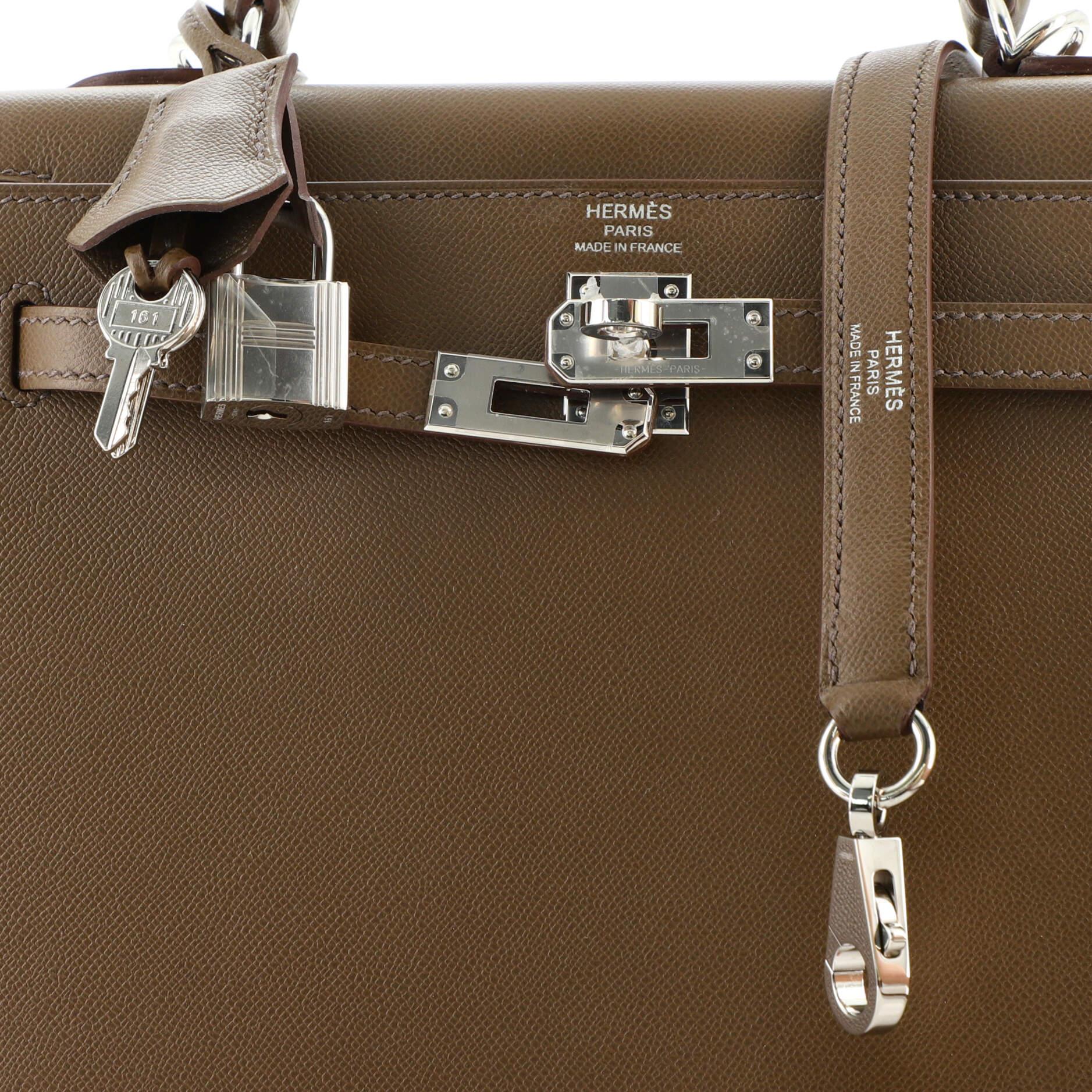 Women's or Men's Hermes Kelly Handbag Toundra Madame with Palladium Hardware 25