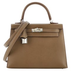 Hermes Kelly Handbag Toundra Madame with Palladium Hardware 25