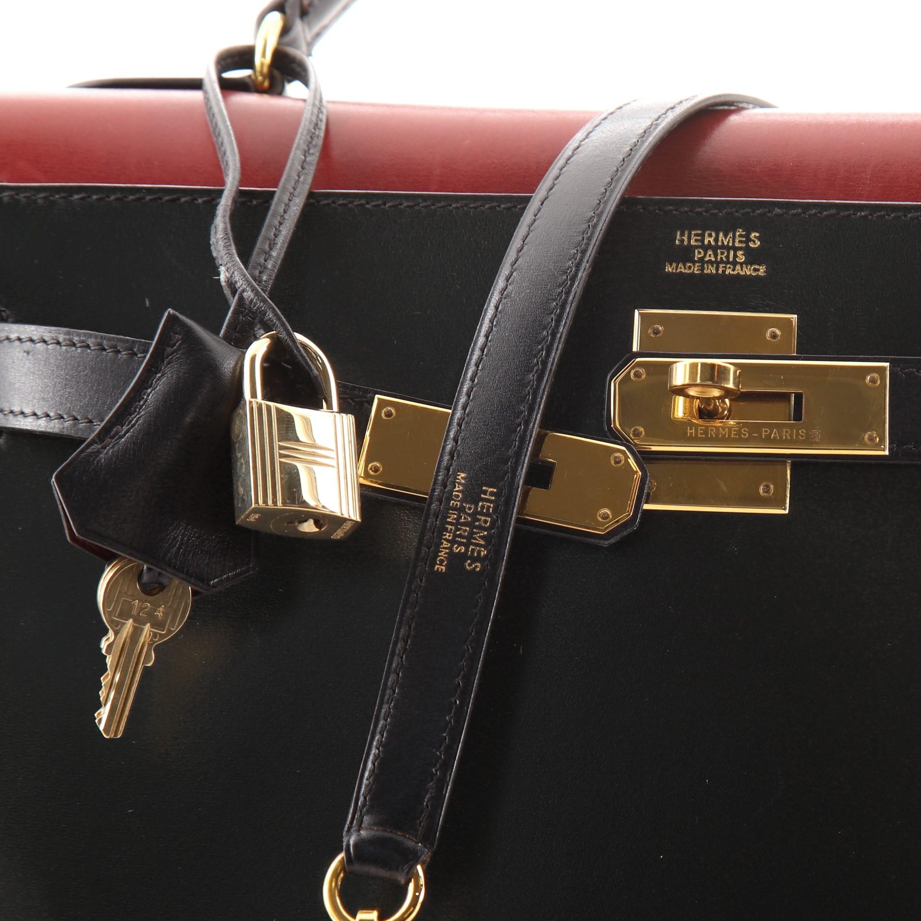 Hermes Kelly Handbag Tricolor Box Calf with Gold Hardware 32 1